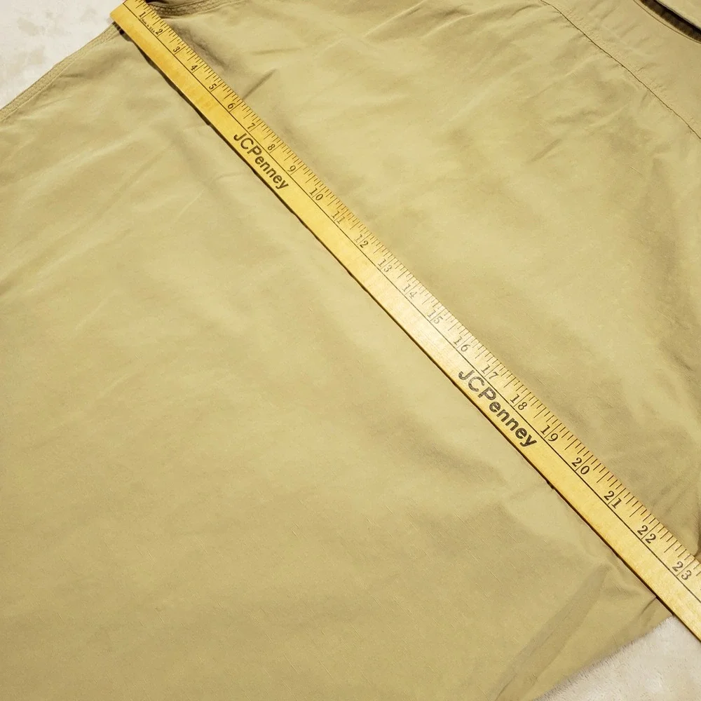 Polo Ralph Lauren Safari Button Up Shirt Men Medium Tan Linen Blend Short Sleeve